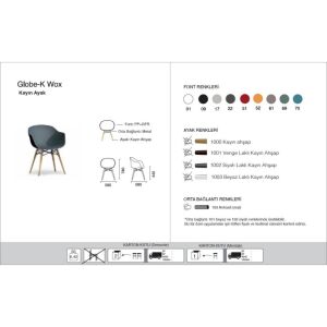 Globe-K Wox (kayın) Beyaz - Kayın Ahşap Ayaklı Kollu Sandalye PPT1155