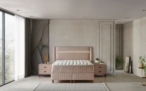 Gusto Krem 180 x 200 Çift Kişilik Yatak, Baza, Başlık Seti CB3304