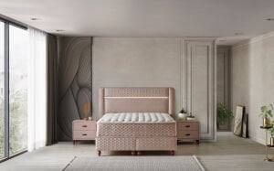 Gusto Krem 200 x 200 Çift Kişilik Yatak, Baza, Başlık Seti CB3304