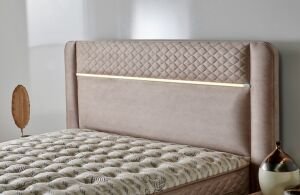 Gusto Krem 200 x 200 Çift Kişilik Yatak, Baza, Başlık Seti CB3304