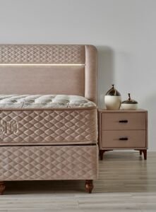 Gusto Krem 200 x 200 Çift Kişilik Yatak, Baza, Başlık Seti CB3304
