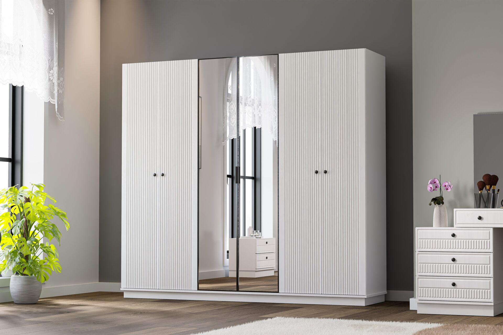 Defne Bedroom Set 100% MDF - White TN0141