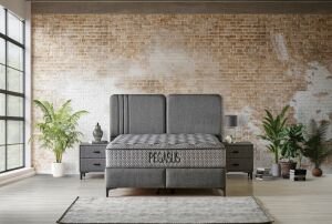 Pegasus 140 x 200 Çift Kişilik Yatak, Baza, Başlık Seti CB3305