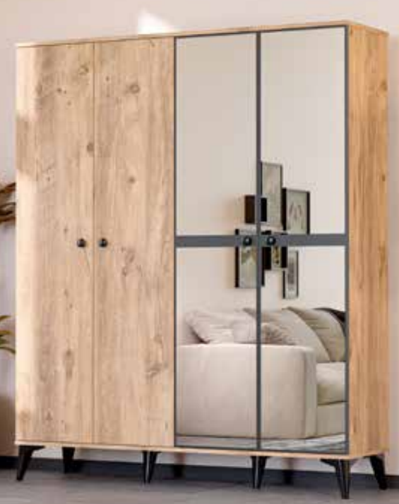 Tire Atlantik Çam 4 Kapılı Dolap TN0256