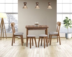 İzmir Ceviz Masa & İzmir Sandalye & Tabure Takımı HDR1270