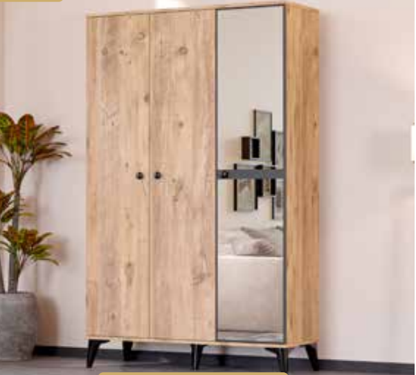 Tire Atlantik Çam 3 Kapılı Dolap TN0257