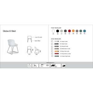 Globe-S Sled Beyaz - Küllü Kahve Sandalye PPT1164