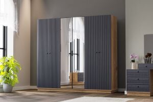 Defne Yatak Odası Takımı %100 MDF - Atlantik Çam / Antrasit TN0151
