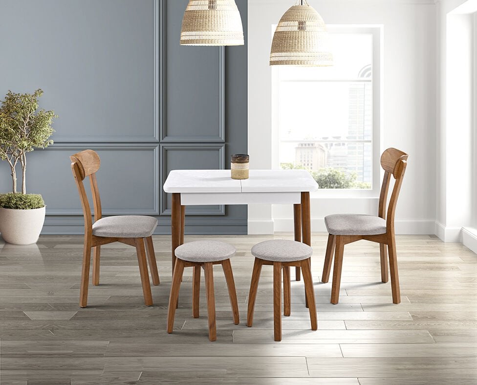 İzmir Beyaz Masa & İzmir Sandalye & Tabure Takımı HDR1271