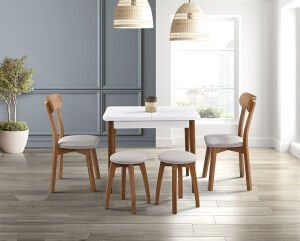 İzmir Beyaz Masa & İzmir Sandalye & Tabure Takımı HDR1271