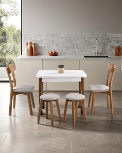 İzmir Beyaz Masa & İzmir Sandalye & Tabure Takımı HDR1271