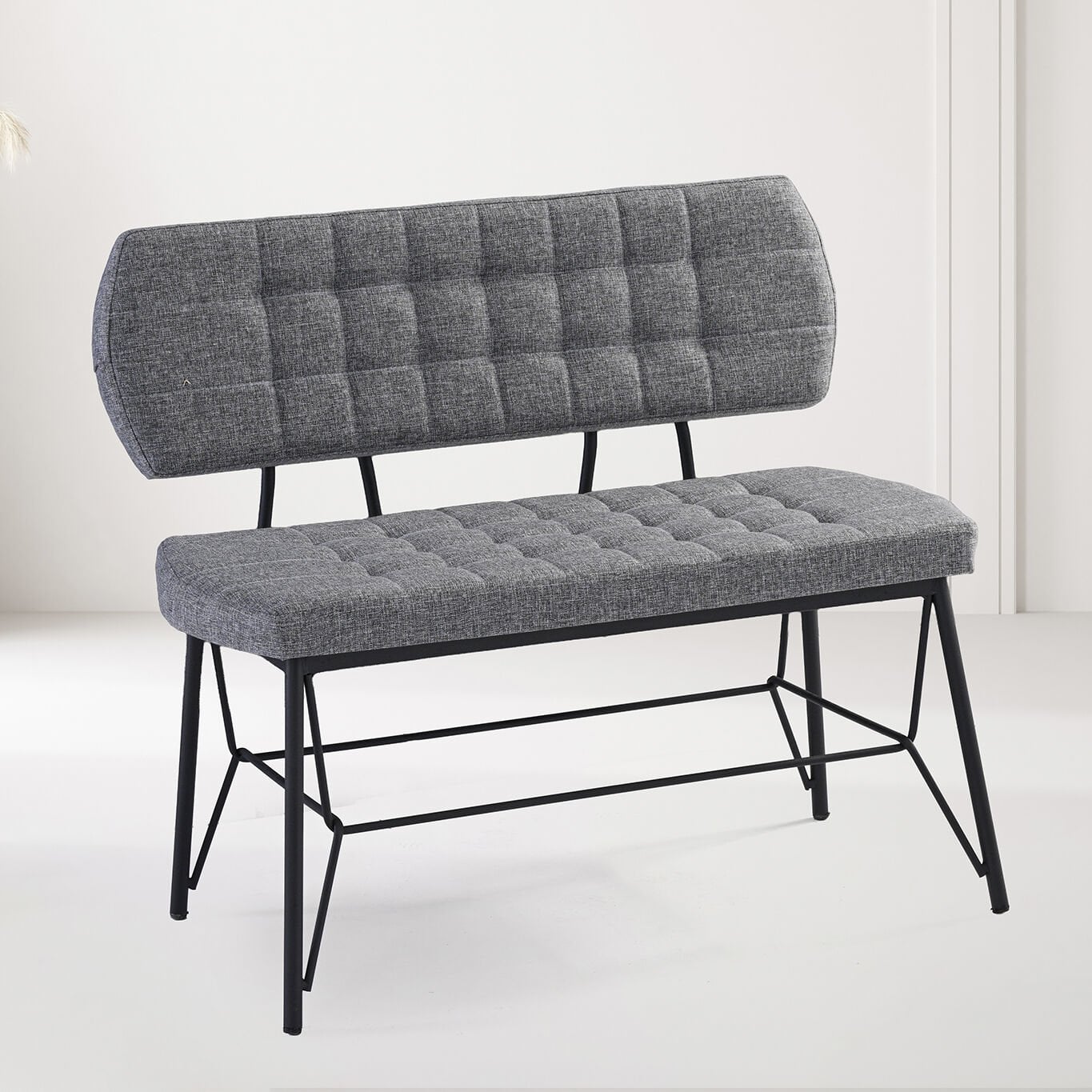 Mix Black Marble Dining Table & Gozde Chair & Gozde Bench Set HDR1441