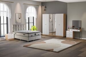 Defne Yatak Odası Takımı %100 MDF - Atlantik Çam / Beyaz TN0156