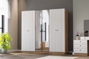 Defne Yatak Odası Takımı %100 MDF - Atlantik Çam / Beyaz TN0156