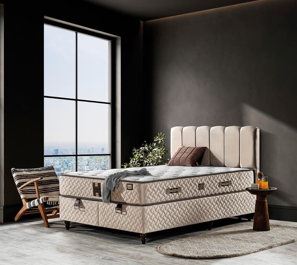 Gold 140X200 Çift Kişilik Yatak, Baza, Başlık Seti EY2018