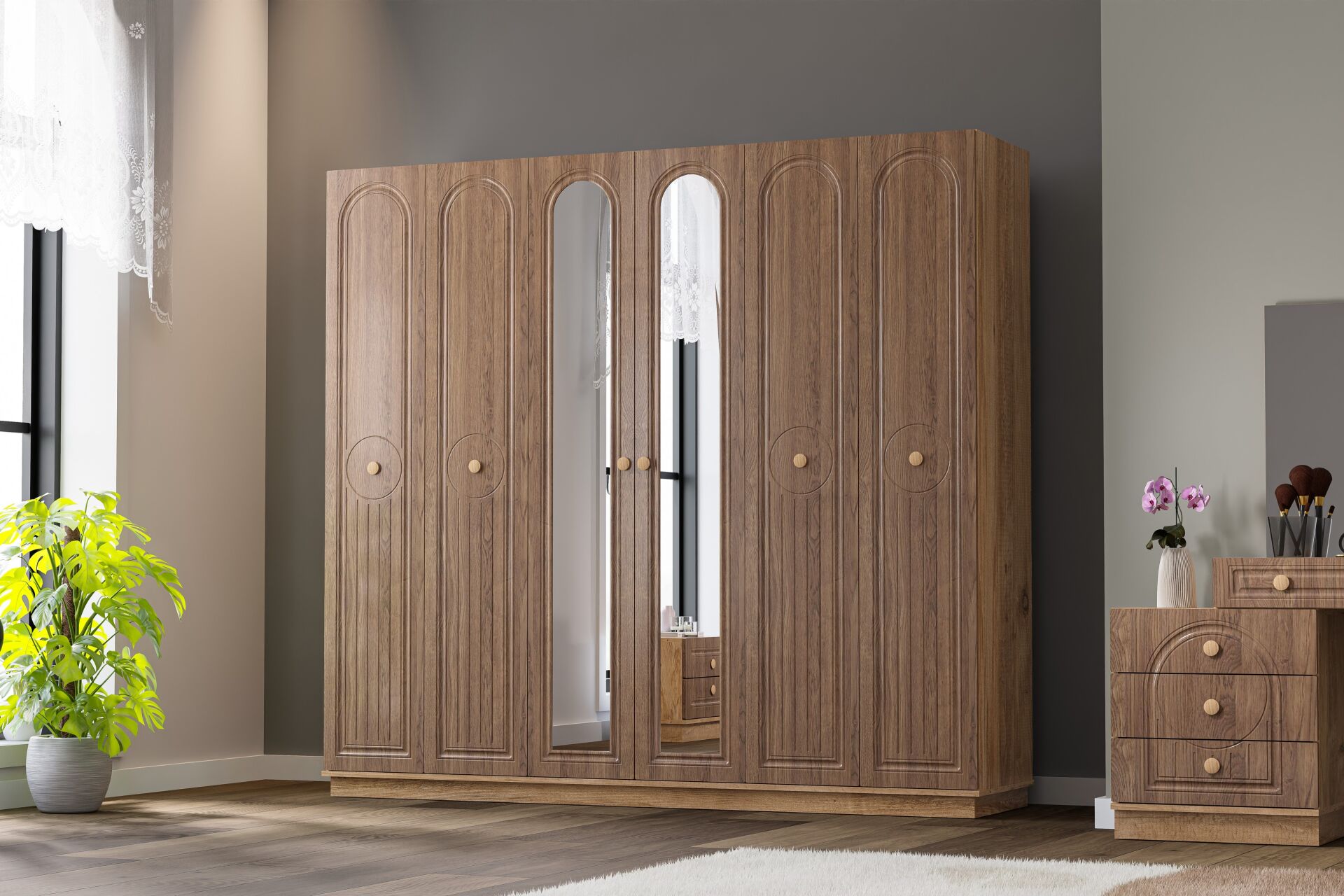 Bohem Bedroom Set 100% MDF - Atlantic Pine / Walnut TN0166