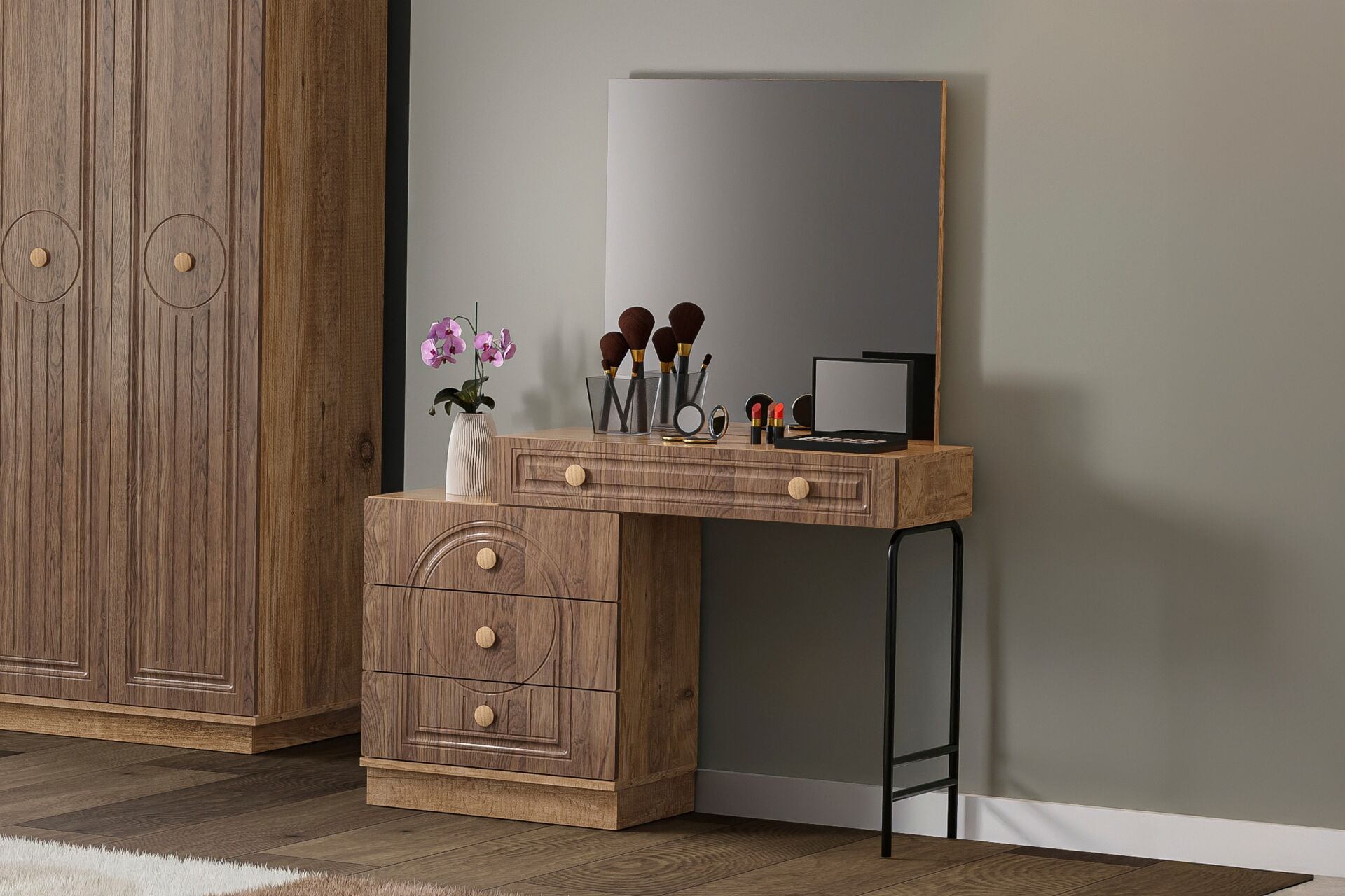 Bohem Bedroom Set 100% MDF - Atlantic Pine / Walnut TN0166