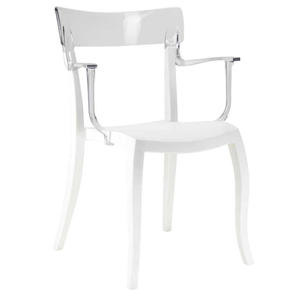 Hera-K Şeffaf Transparan - Beyaz Kollu Mutfak Sandalyesi PPT1179