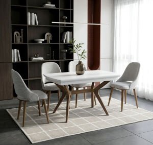 Nova Beyaz Masa & Ada Sandalye Takımı HDR1445