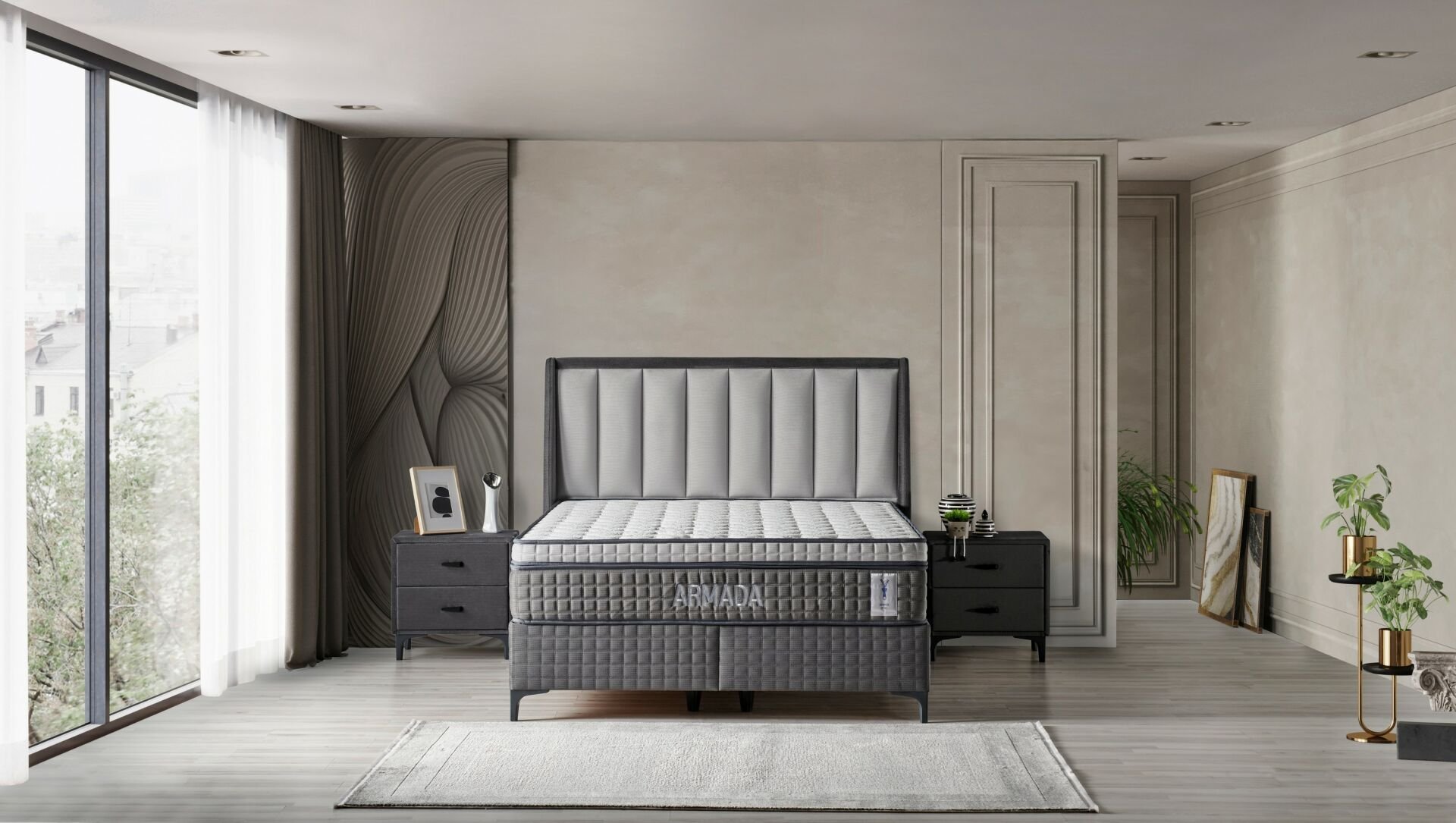Armada 150 x 200 Çift Kişilik Yatak, Baza, Başlık Seti CB3308