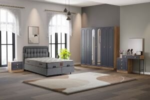 Bohem Yatak Odası Takımı %100 MDF - Atlantik Çam / Antrasit