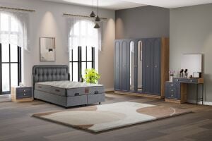 Bohem Yatak Odası Takımı %100 MDF - Atlantik Çam / Antrasit TN0171