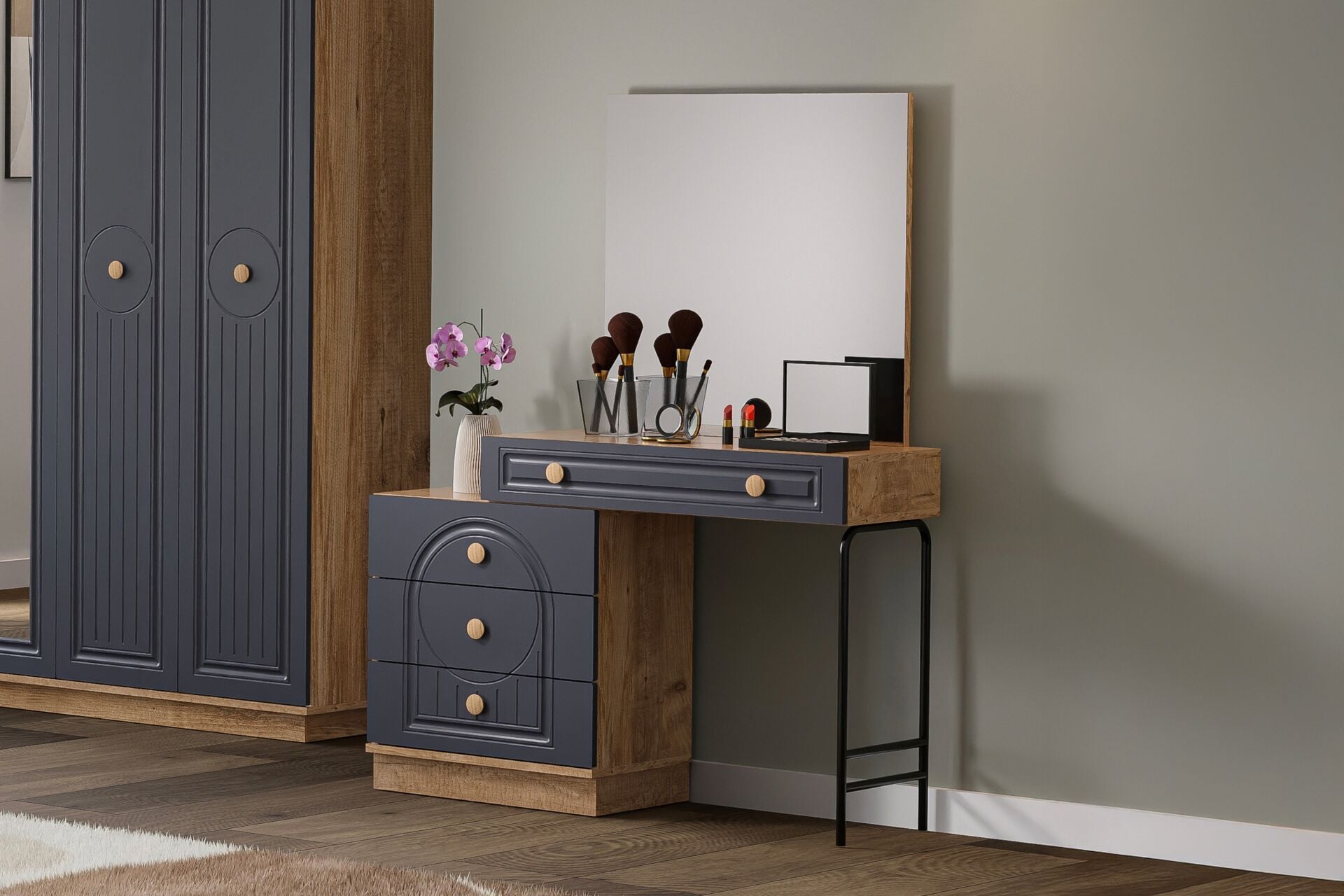Bohem Bedroom Set 100% MDF - Atlantic Pine / Anthracite TN0171