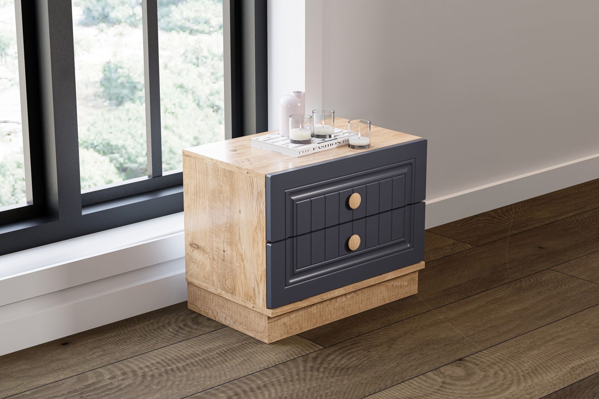 Bohem Bedroom Set 100% MDF - Atlantic Pine / Anthracite TN0171