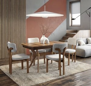 Nova Ceviz Masa & Baston Sandalye Takımı HDR1446