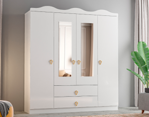 4 Kapılı Taclı Beyaz Dolap TN0281