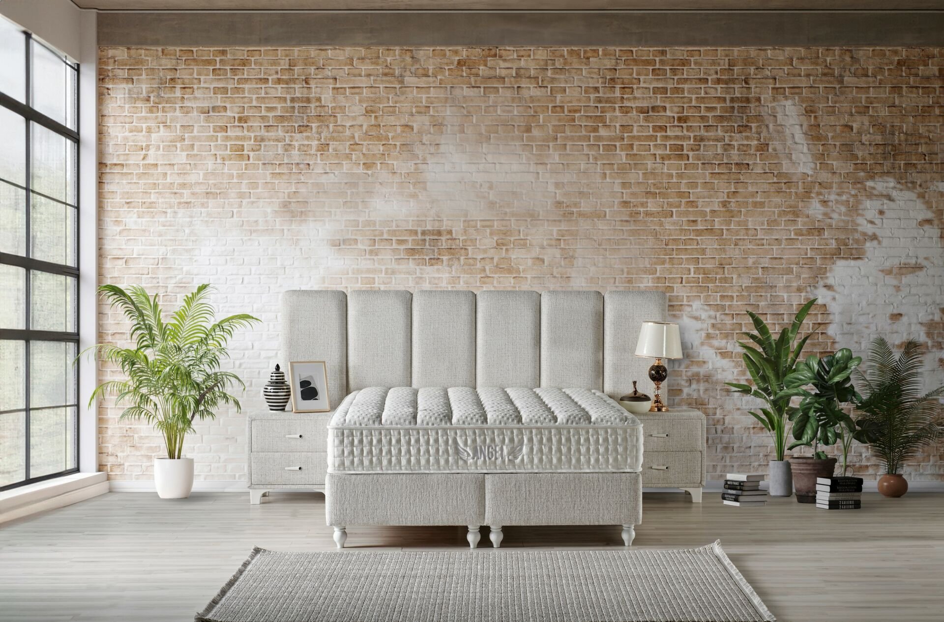 Angel Modern 140 x 200 Çift Kişilik Yatak, Baza, Başlık Seti CB3309