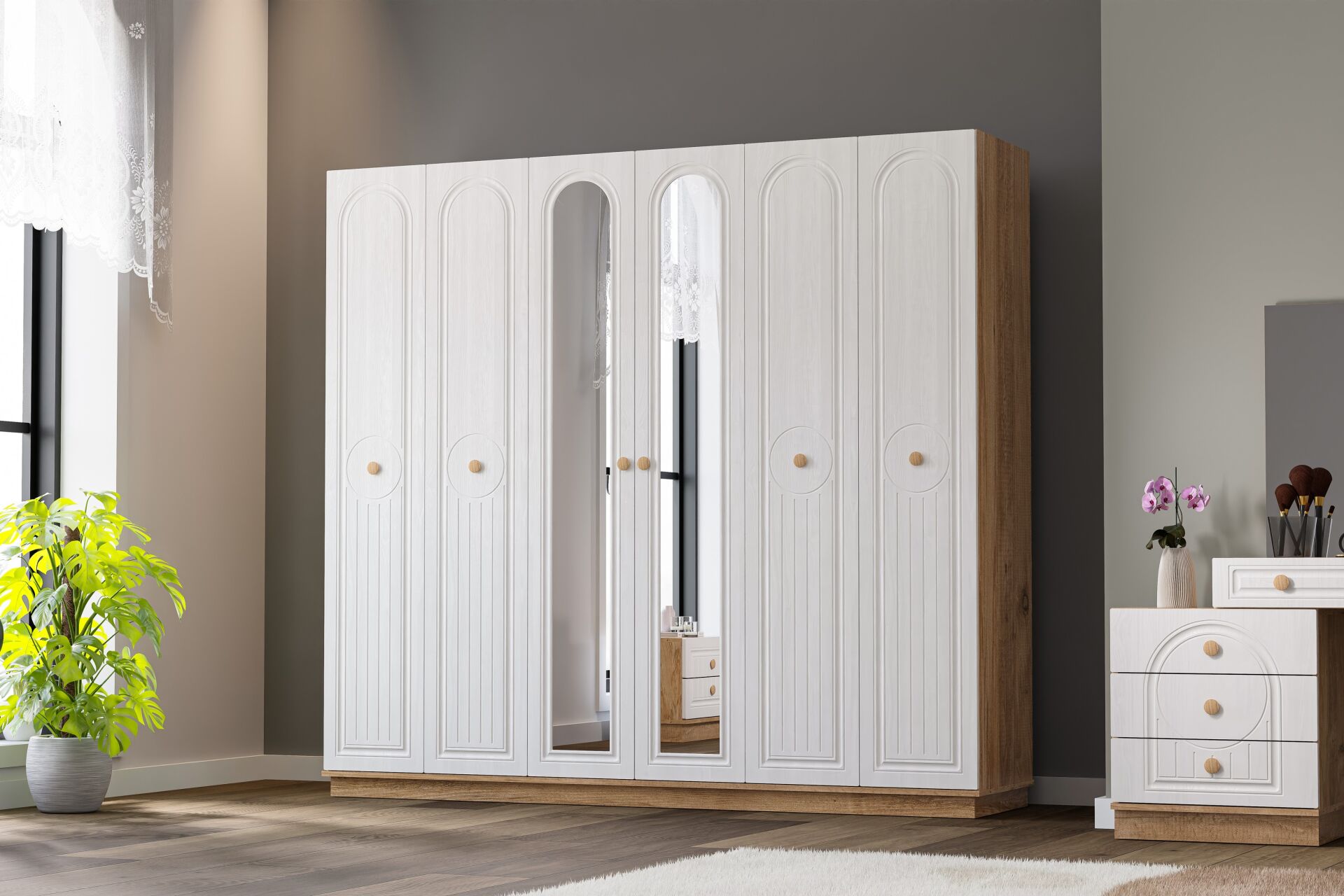 Bohem Bedroom Set 100% MDF - Atlantic Pine / White TN0176