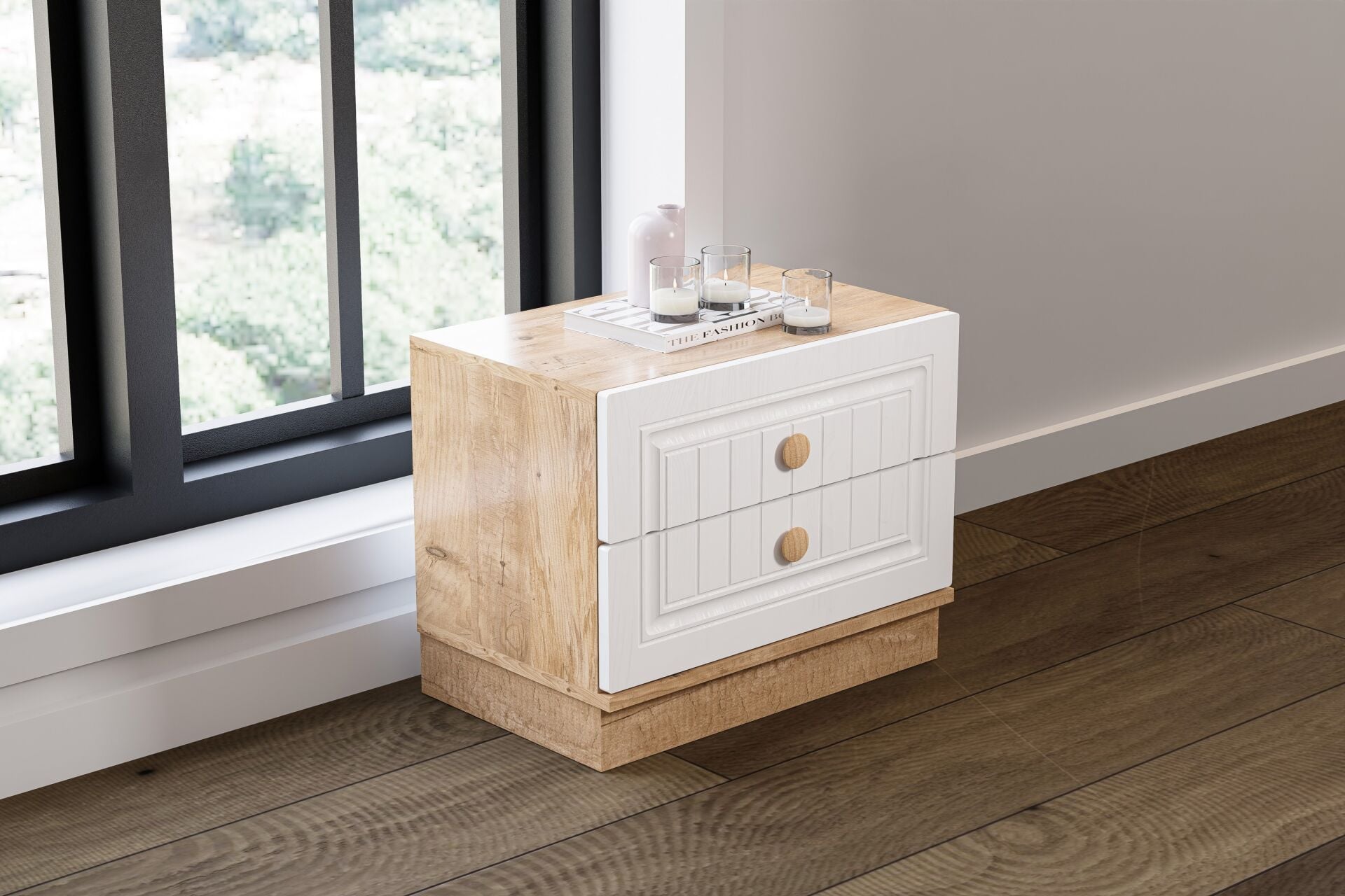 Bohem Bedroom Set 100% MDF - Atlantic Pine / White TN0176