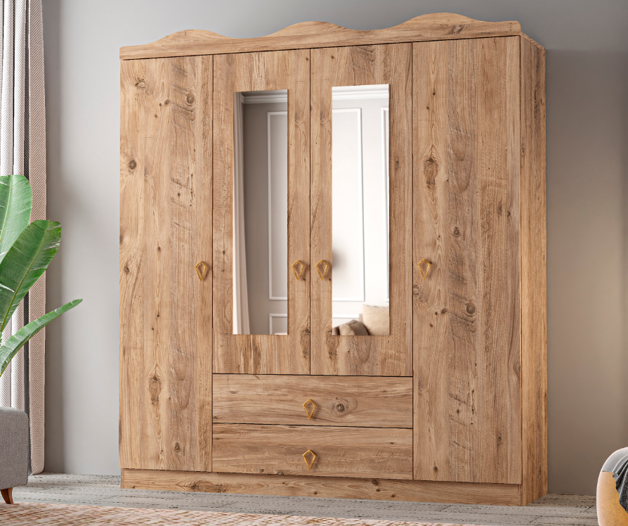 4 Kapılı Taclı Atlantik Çam Dolap TN0282
