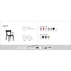 Hera-K Kırmızı Transparan - Kum beji Kollu Mutfak Sandalyesi PPT1189