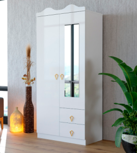 2 Kapılı Taclı Beyaz Dolap TN0285