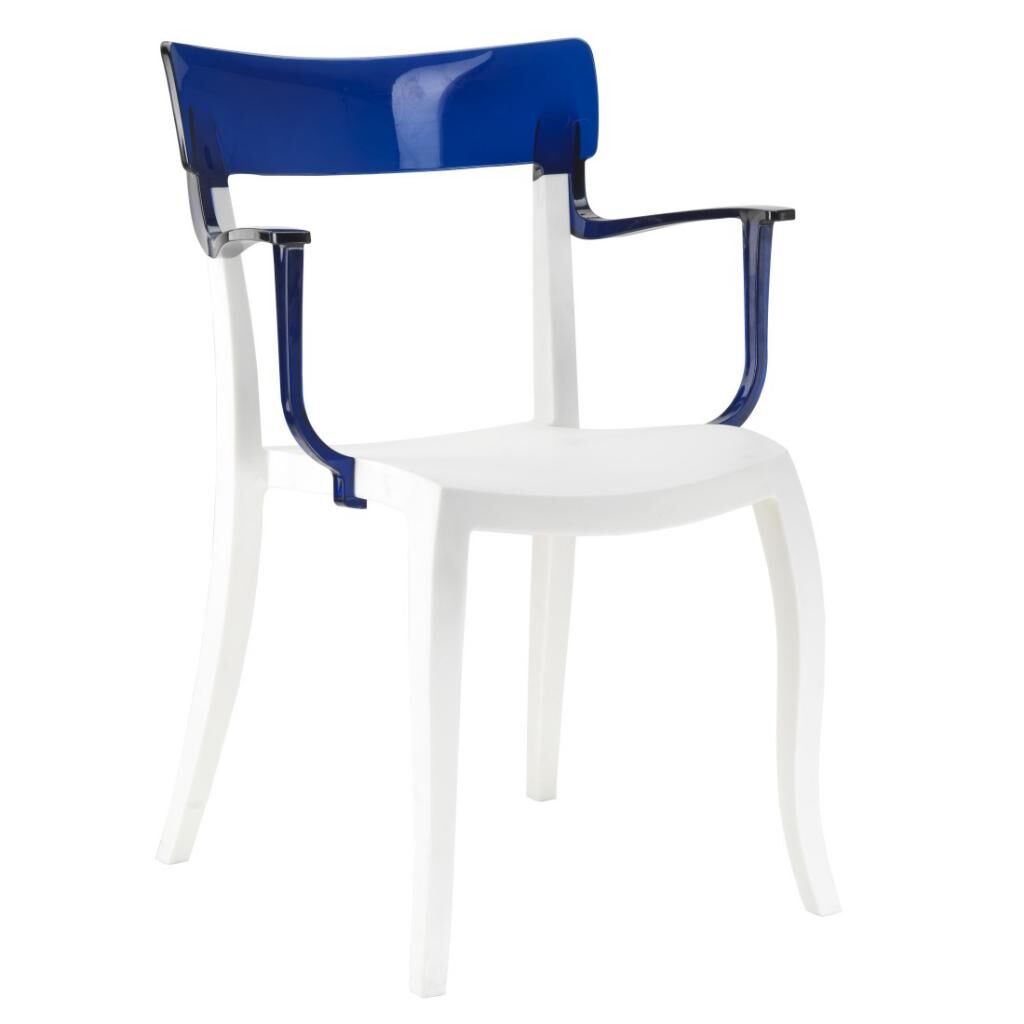 Hera-K Mavi Transparan - Beyaz Kollu Mutfak Sandalyesi PPT1190