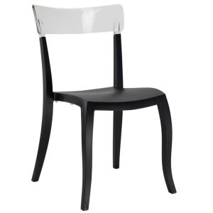 Hera-S Şeffaf Transparan - Siyah Mutfak Sandalyesi PPT1193