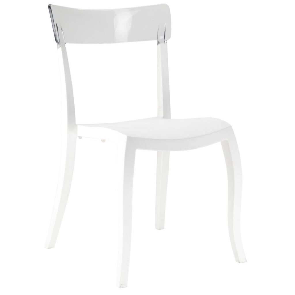 Hera-S Şeffaf Transparan - Beyaz Mutfak Sandalyesi PPT1194
