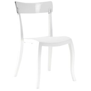 Hera-S Şeffaf Transparan - Beyaz Mutfak Sandalyesi PPT1194