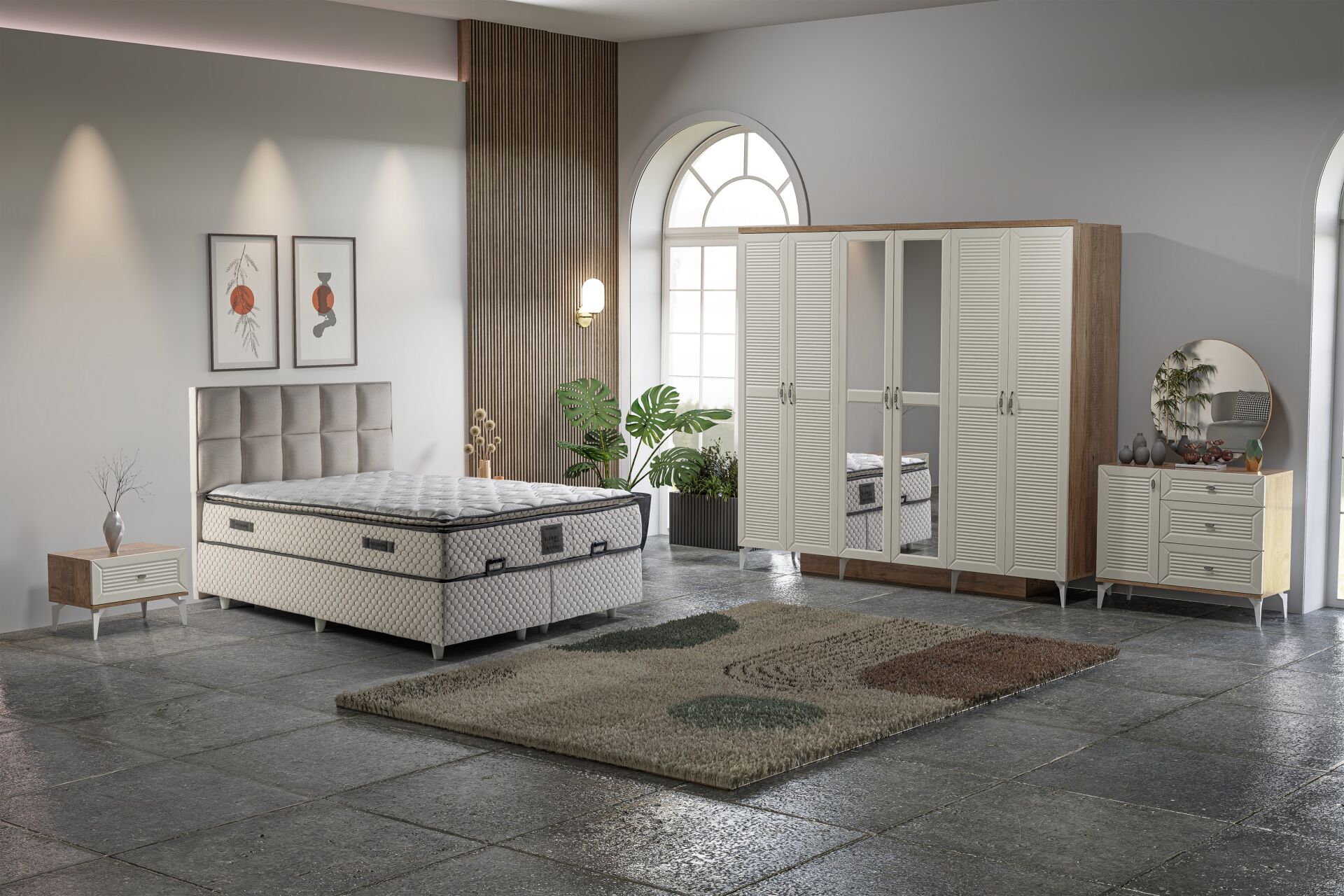 Naz Yatak Odası Takımı %100 MDF - Atlantik Çam / Aytaşı