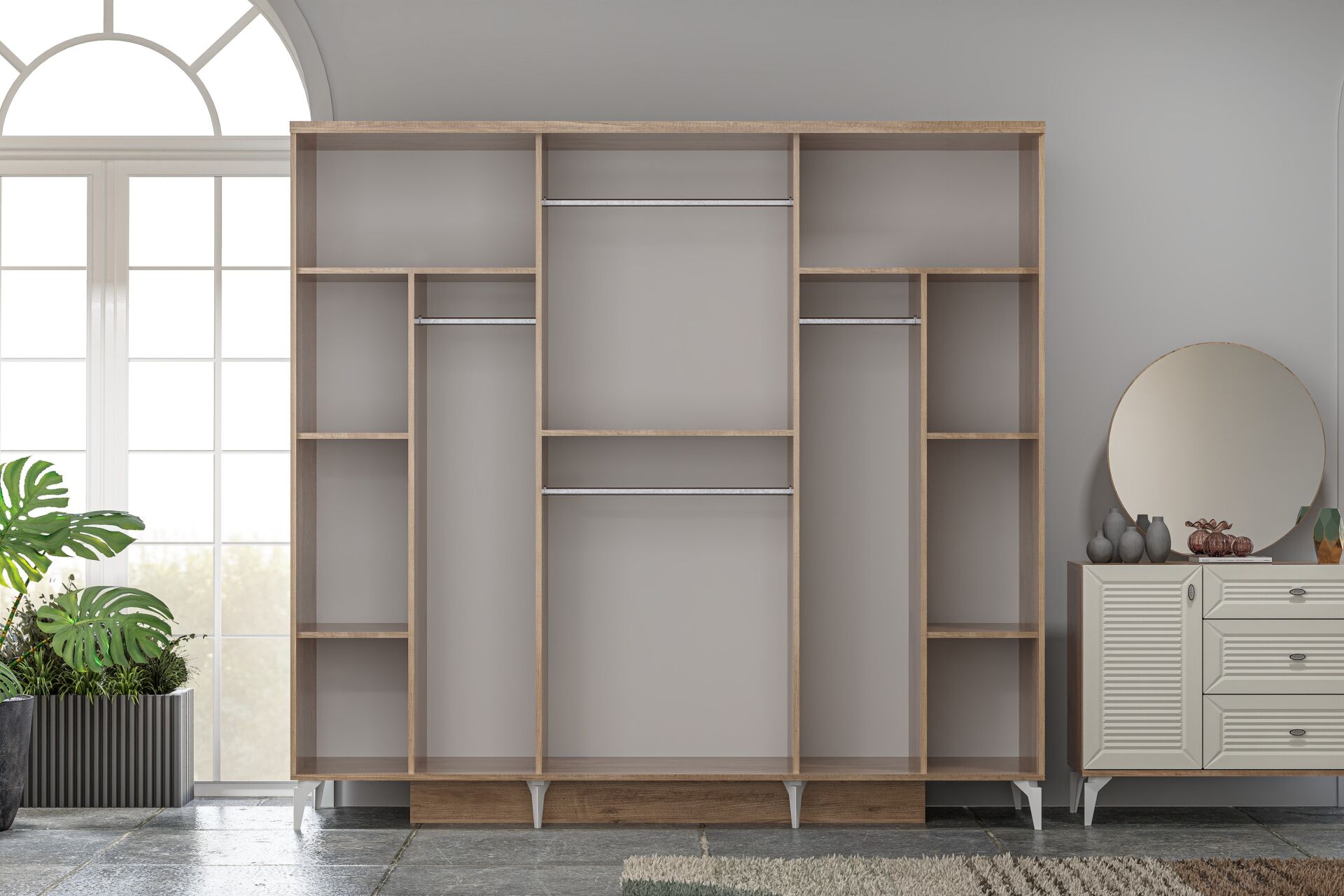 Naz Bedroom Set 100% MDF - Atlantic Pine / Moonstone TN0186