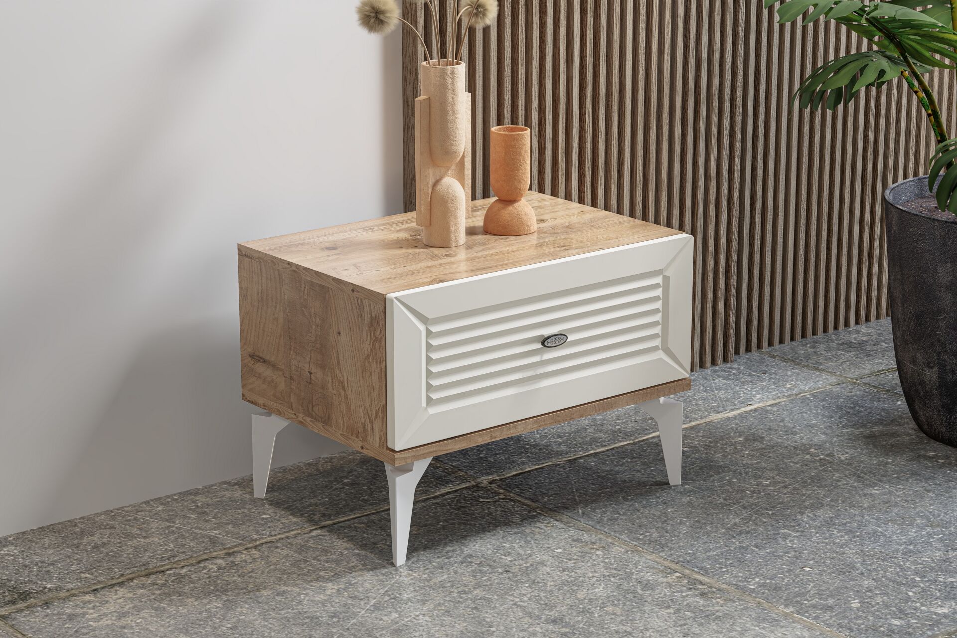 Naz Bedroom Set 100% MDF - Atlantic Pine / Moonstone TN0186