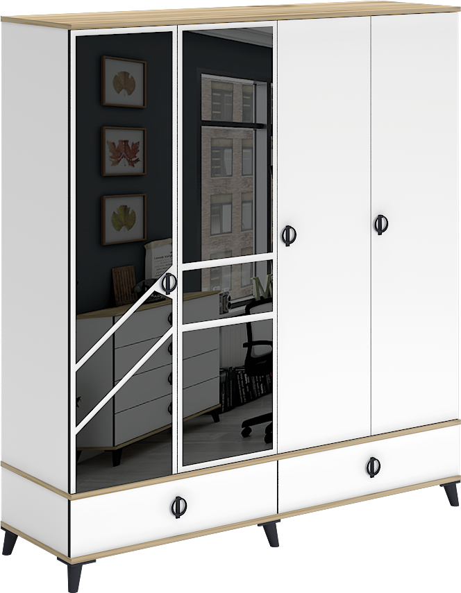 Beyzade 4 Kapılı Aynalı Dolap WD12019