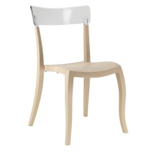 Hera-S Şeffaf Transparan - Kum beji Mutfak Sandalyesi PPT1204