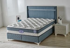 Aspendos Mavi 90 x 190 Tek Kişilik Yatak, Baza, Başlık Seti CB3311