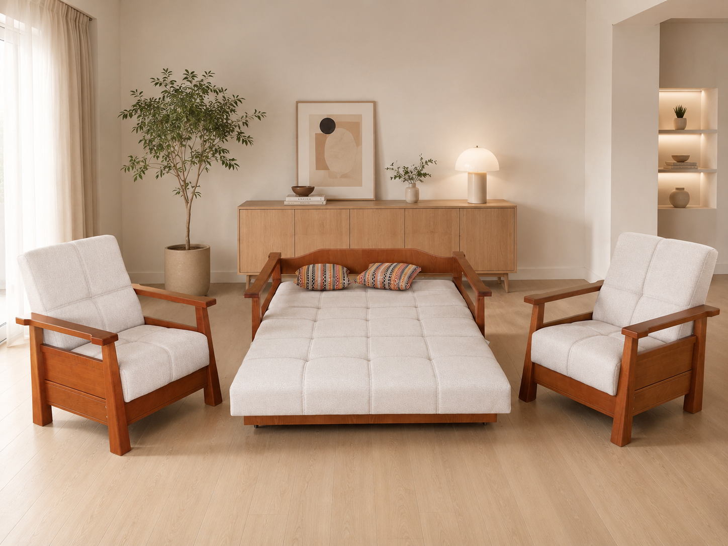 MD Cenova Scandinavian Sofa Set with Sofa Bed 2+1+1 MDN102B