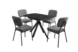 Round Siyah Mermer Yuvarlak Masa & Vira Sandalye Takımı HDR1283