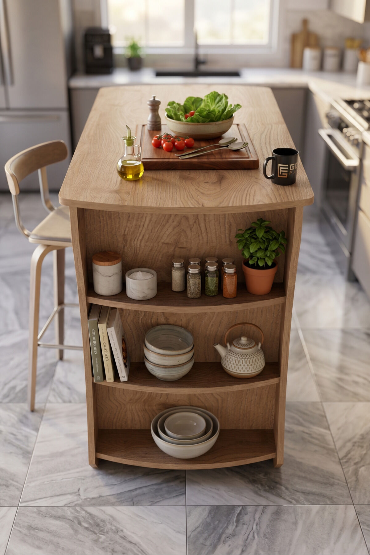 Kitchen Table Kitchen Island Island Table Bar Table Breakfast Table Shelved Multi-purpose Cabinet Modern Table 120x60 cm 9838 Basket