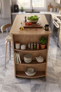 Mutfak Masası Mutfak Adası Ada Masa Bar Masası Kahvaltı Masası Raflı Çok Amaçlı Dolap Modern Masa 120x60 cm 9838 Sepet